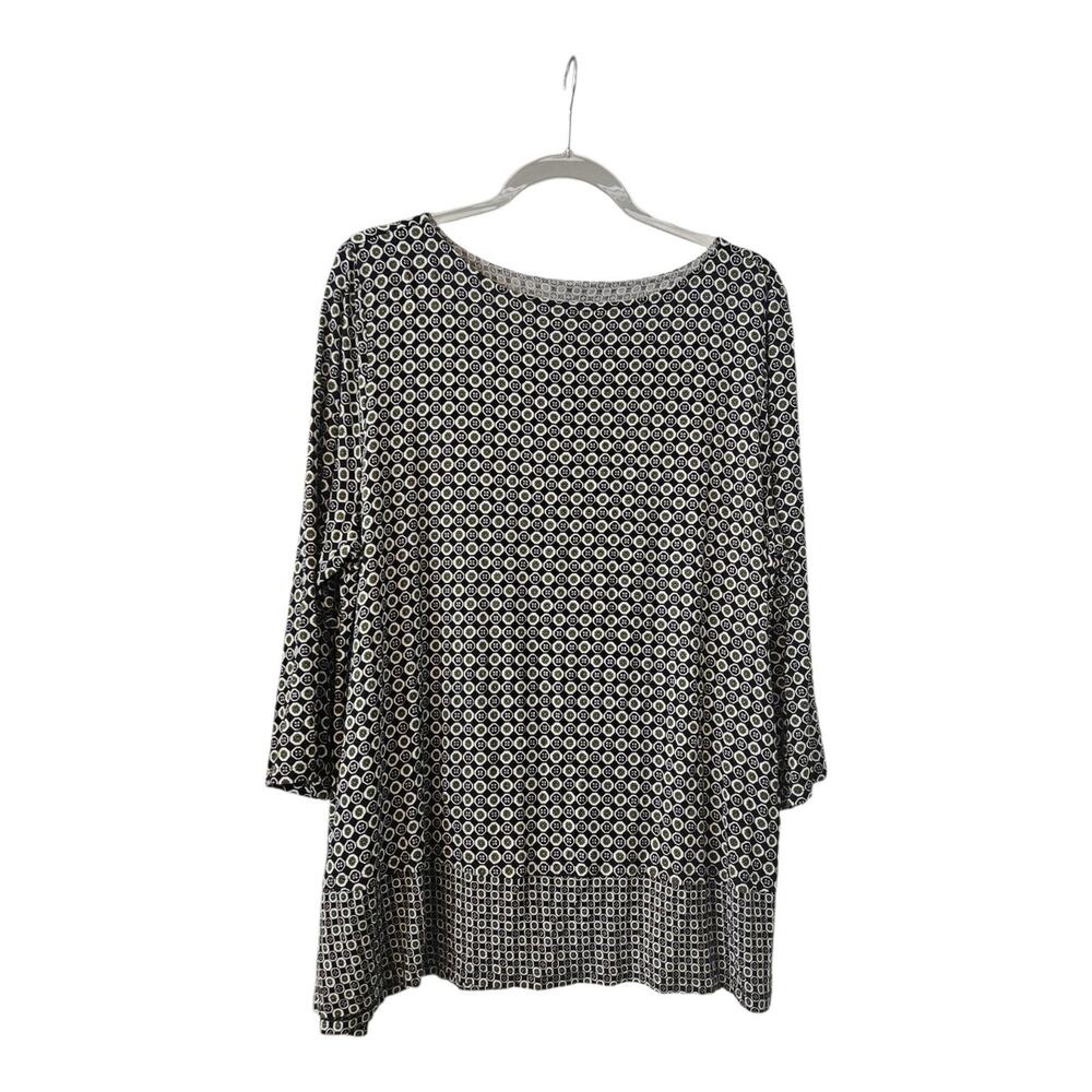 J. Jill Wherever Collection Womens XL Top Pullover Geometric 3/4 Sleeves Stretch